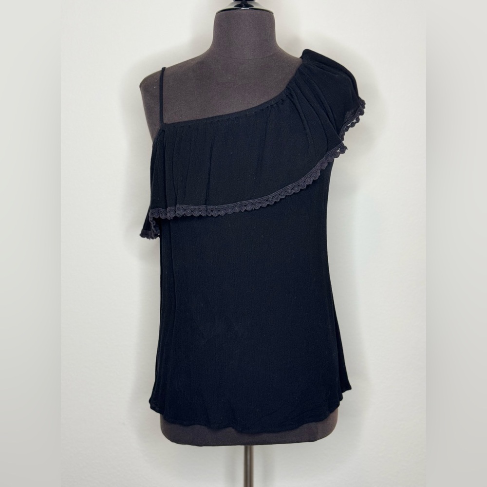TORRID One Shoulder Black Flowy Blouse
